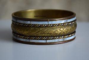 ZAMZAM IMPEX ZZJ 3082 Brass Mother of Pearl Shell Inlay Handmade Durable Fashionable Elegant Bangle <b>Bracelet</b> for Daily Wear Gift - Product Image 3