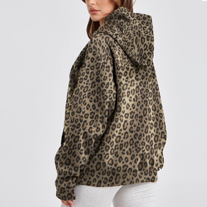 ผู้ผลิตมืออาชีพ เสื้อฮู้ดผู้หญิงแบบสวมหัว ผลิตจำนวนมาก สไตล์ล่าสุด เสื้อฮู้ดลายเสือดาวสำหรับผู้หญิง สตรีทแวร์ - Product Image 3