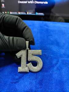 Pendentif en argent sterling 925 pour homme, diamant de laboratoire de couleur E, style hip-hop, taille ronde brillante, cadeau - Product Image 3