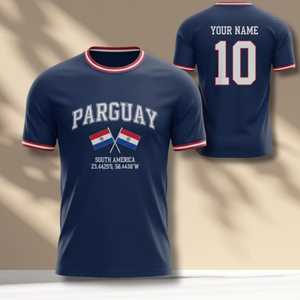 Maglia da tifoso di calcio del Paraguay per la Coppa del Mondo 2026, T-shirt grafica rosso bianco blu, Top Orgoglio Sudamericano per il giorno della partita e lo streetwear - Product Image 1