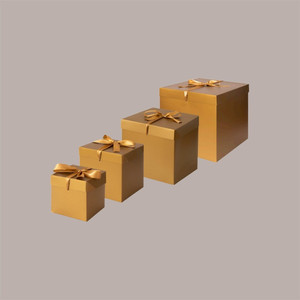 10 cajas de papel doradas autoajustables con cinta de satén de 10x10x10cm para embalaje de regalo - Product Image 4
