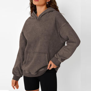 Sudadera con Capucha para Mujer, Lavado Ácido, con Logotipo Personalizado en la Parte Delantera, Diseño OEM, Alta Calidad, Venta Directa de Fábrica - Product Image 3