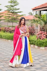 Femmes été col rond pleine couture pur cottan Lehenga Choli Festival mignon lâche lourd Gamthi travail & ribin dentelle avec dentelle kodi - Product Image 3