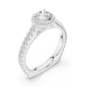 1.43 CT Lab Diamond Halo Engagement <b>Ring</b> for Women VVS-VS EF Clarity 18KT, 14KT, 10KT Gold & 925 Silver Rose, Yellow, - Product Image 4