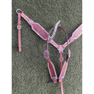 Cabecera de cuero occidental con Riendas de cuello de pecho, juego de tachuelas personalizadas para carreras de caballos a precio de venta al por mayor - Product Image 4