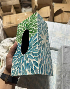 Classic Mother <b>of</b> Pearl Inlaid <b>Tissue</b> <b>Box</b> Handmade Shell Inlay Decoration - Product Image 1