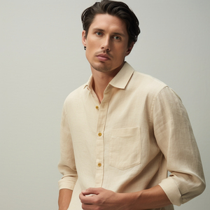 Chemise pour homme de haute qualité, 100% coton, col rabattu, manches longues, coupe ample, séchage rapide, anti-froissement, écologique, respirante - Product Image 5