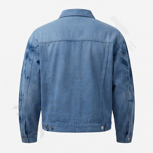 Chaqueta Vaquera para Hombre, Corte Ajustado, Estilo Motero Desgastado, Azul Vintage, Personalizada, Manga Larga, Chaqueta Vaquera Clásica - Product Image 2