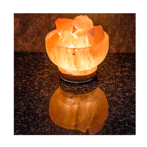 Lámpara de sal del Himalaya con Base de cristal Rosa hecha a mano de alta calidad, cuenco de fuego en forma de cuenco, artesanías naturales, lámpara de sal de roca - Product Image 2