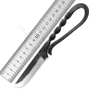 Cuchillos de vajilla de acero funcionales para acampar al aire libre, cubiertos de comedor retorcidos de estilo Medieval hechos a mano personalizados, OEM de alta calidad - Product Image 6