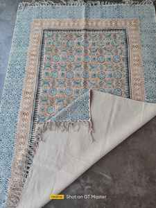 Boho Floral Printed <b>Thin</b> Cotton Dhurrie <b>Rug</b> Handmade Eco-Friendly Washable Outdoor Home Decor From India - Product Image 3