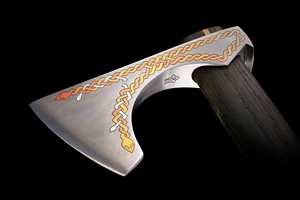 Rìu Celtic cao cấp. Viking phong cách râu lưỡi với chiến binh thiết kế trận chiến rìu Inlay dây Vật liệu: bạc, đồng, và đồng thau. - Product Image 6