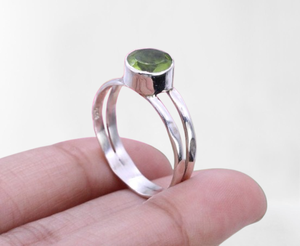 Anillo de joyería de peridoto giratorio de plata maciza 925, anillo de Plata de Ley 925, joyería de piedras preciosas naturales, anillo hecho a mano estampado - Product Image 1