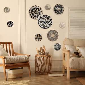 ของตกแต่งผนังไม้สไตล์โบฮีเมียนแขวนเรียบง่ายเรียบง่ายศิลปะติดผนังไม้ทรงกลมพร้อมกาวสำหรับห้องครัวบ้านห้องนอน12ชุด - Product Image 4