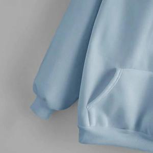 เสื้อฮู้ดสวมหัวแขนยาวสำหรับผู้หญิง, เสื้อสเวตเตอร์ผ้าฝ้ายไซส์ใหญ่พิเศษโลโก้ด้านหน้า - Product Image 5