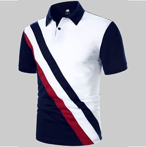 เสื้อเชิ้ตแขนสั้นผ้าถักผสมฝ้าย/ใยไผ่สำหรับผู้ชาย ทรงพอดีตัว ดีไซน์เรียบง่าย สวมใส่สบายตลอดวัน - Product Image 1