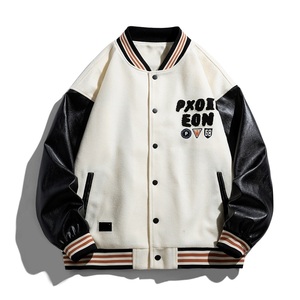 Chaqueta Bomber de estilo universitario para hombre, chaqueta de béisbol con bordado de letras de retales, ropa de calle, pareja - Product Image 1