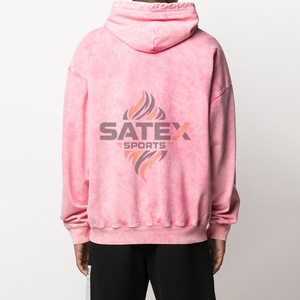 Nouveau sweat à capuche unisexe vintage épais à épaules tombantes, brodé, coupe oversize, en coton délavé à l'acide, thermique pour l'hiver, motif uni - Product Image 4