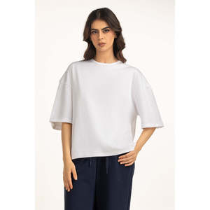 เสื้อถักทรงหลวมสำหรับผู้หญิง WM-KTP-WS25-111 สวมใส่สบาย เป็นมิตรกับสิ่งแวดล้อม ผ้าฝ้าย 100% เนื้อนุ่ม ใส่ได้ทุกวัน รับผลิตแบบ OEM ODM - Product Image 3