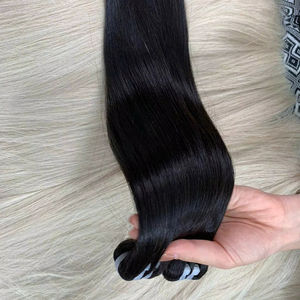 Extensiones de cabello trenzado recto de hueso de fuente virgen de alta calidad Paquetes de Trama humana Remy negro natural-Venta al por mayor - Product Image 4