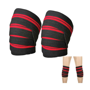 Wholesale Cotton Knee Support Bandage <b>White</b> with Red Stripes Breathable Pull-On Protection Unisex All Seasons - Product Image 3