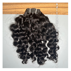 Paquets de cheveux humains indiens bouclés naturels avec texture douce pour boucles 100% cheveux bruts du temple Extensions de cheveux non traités à double tirage - Product Image 1