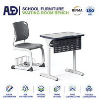 Ensemble de chaise de bureau mobile à 2 places avec roulettes et table de formation amovible