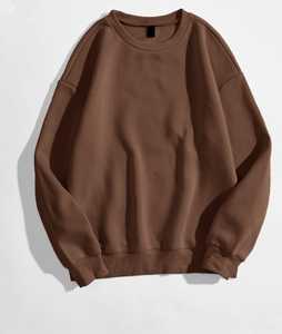 Sweat-shirt décontracté en coton et polyester à col rond Sweat-shirt d'hiver teint uni - Product Image 1