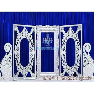 Cadre de scène de réception de mariage contemporain cadre de toile de fond de scène de mariage de rêve cadre de décor de fond de mariage à thème blanc - Product Image 1