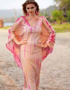 2026 New Look Bohemian Style Floral Tie Dye <b>Kaftan</b> Long Sleeve Ankle-Length Beach 100% Rayon Fabric <b>Summer</b> Ladies <b>Kaftan</b> - Product Image 1