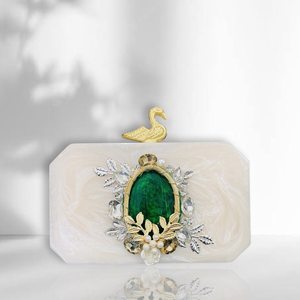 Pochette de soirée de luxe artisanale pour mariée, sac à bandoulière pour femme, décoration en perles de résine, accessoire de mode pour les mariages - Product Image 1