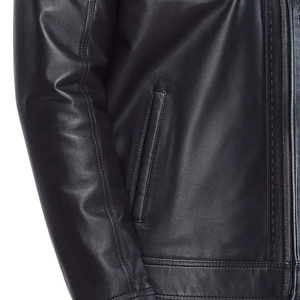 OEM Nuevo estilo Chaqueta de cuero para hombre Diseño personalizado Tallas grandes Abrigos largos Moda Hombres Chaquetas de cuero negro - Product Image 6