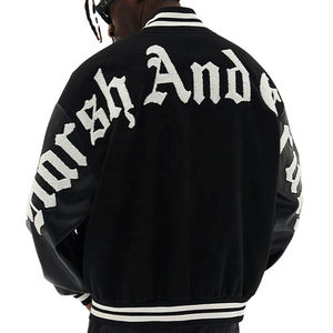 Chaqueta universitaria de béisbol con letras de calidad superior superventas, chaqueta de invierno con bordado de lana genuina, lana genuina - Product Image 5