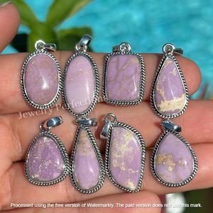 Collier pendentif bohème tendance avec cristal de phosphosiderite naturel, plaqué argent, en laiton, pendentifs de mode pour enfants, breloques - Product Image 2