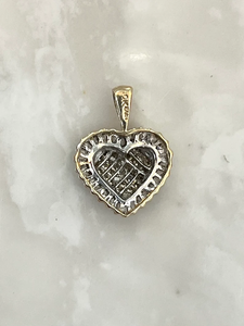 Pendentif coeur en or massif jaune 10 carats pendentif coeur en diamant naturel accessoires plaqués or pour bijoux de mode pour femmes - Product Image 4