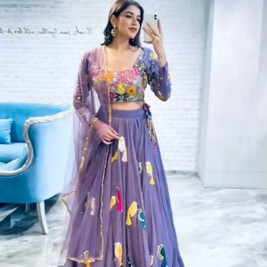 Filet lourd Dupatta de créateur avec georgette et sequin Work Party Wear Lehenga Choli - Product Image 1