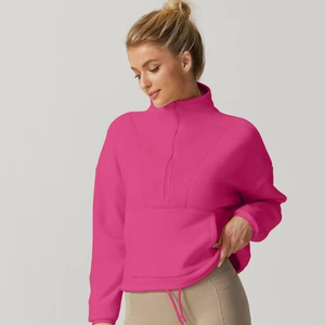 เสื้อกันหนาวมีฮู้ดสำหรับผู้หญิงเสื้อกีฬาผ้าฟลีซแบบรูดซิปไซส์ใหญ่พิเศษสีขาววินเทจ - Product Image 1