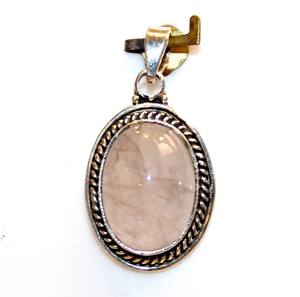 Top Grade 925 Sterling Silver Unisexe Pendentif Rhodium Plaqué Rose Quartz Guérison Cristal Pierre Bouddhiste Goutte Motif Cadeau - Product Image 3
