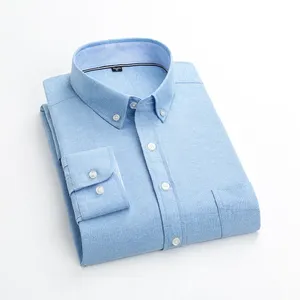 Camisas de vestir populares de alta calidad para hombre, mezcla de algodón abotonada, manga larga, negocios, Formal, antiarrugas, antiretráctil - Product Image 4