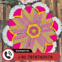 Support de bougie chauffe-plat Rangoli fait main, écologique, avec fleurs artificielles et décorations métalliques – Idéal pour les festivals indiens et les mariages en extérieur – En promotion ! Diwali