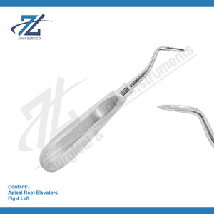 Elevadores de raíces apicales Fig.4 Herramienta quirúrgica dental de precisión izquierda Elevador de raíces Elevadores de extracción dental Fabricante Pakistán - Product Image 2