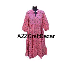 Robe mi-longue florale vintage coréenne Himanshi, coton écologique respirant, coupe confortable, facile à assortir, à porter au quotidien, différentes tailles - Product Image 1