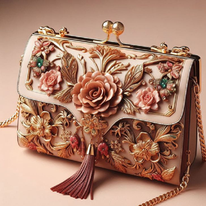 Pearl-studded <b>heart</b>-shaped clutch with a teardrop gem. Romantic style available at wholesale prices. - Product Image 5