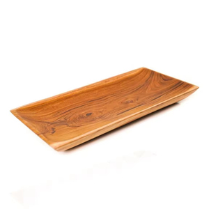 Plato de madera ecológica para servir, platos de madera maciza de Acacia para el desayuno en la cama, el almuerzo, la cena, fácil de llevar, bandeja con asa ranurada - Product Image 5