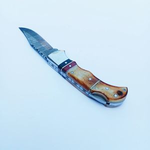 Back Lock Folding <b>Knife</b> Custom Damascus Steel Collectibles Pocket <b>Knives</b> With Burnt <b>Bone</b> <b>Handle</b> Reasonable Price Outdoor <b>Knife</b> - Product Image 5