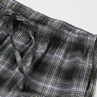 Pantalon à carreaux pour homme en toile 100% coton léger, respirant, durable, écologique, avec cordon de serrage à la taille, broderie de logo personnalisée