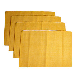 100% Cotton Rib <b>Table</b> Placemat Luxury Modern Yellow Linen Home Kitchen <b>Outdoor</b> Solid Square Hotels Weddings PVC <b>Plastic</b> - Product Image 1