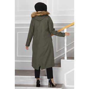 เสื้อคลุมฮิญาบ Ayla Khaki พร้อมเข็มขัดแบบทอผ้า - Product Image 6