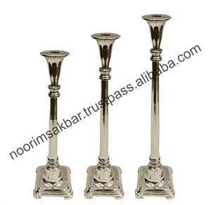 Soporte de vela decorativo de boda de aluminio Chapado en cobre exclusivo soporte de pilar de vela de mesa de Metal lujoso para Navidad en casa - Product Image 2