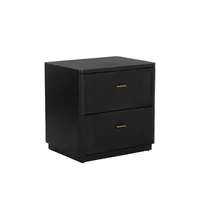 Table de chevet contemporaine en bois noir - Finition mate avec accents dorés